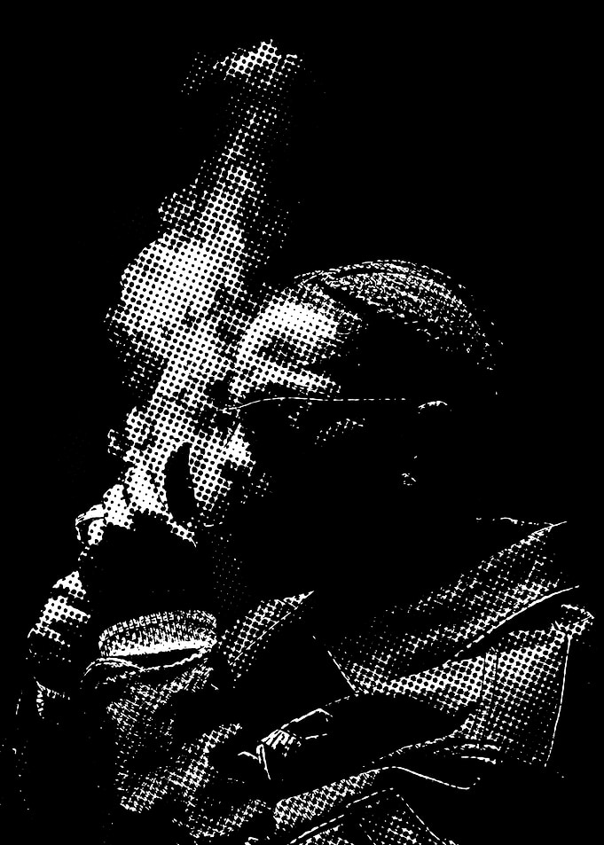 Halftone Portrait of Smoking Man