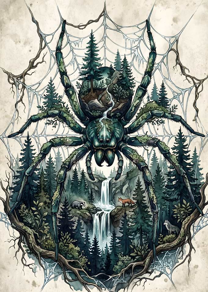Forest Spider Ecosystem Illustration