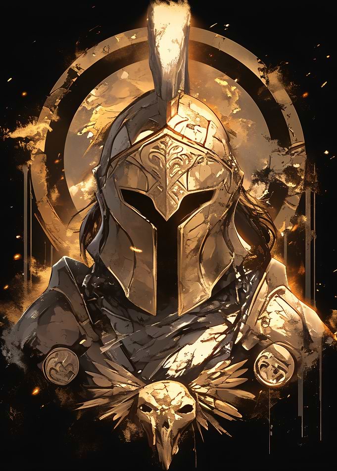 Golden Spartan Warrior Portrait