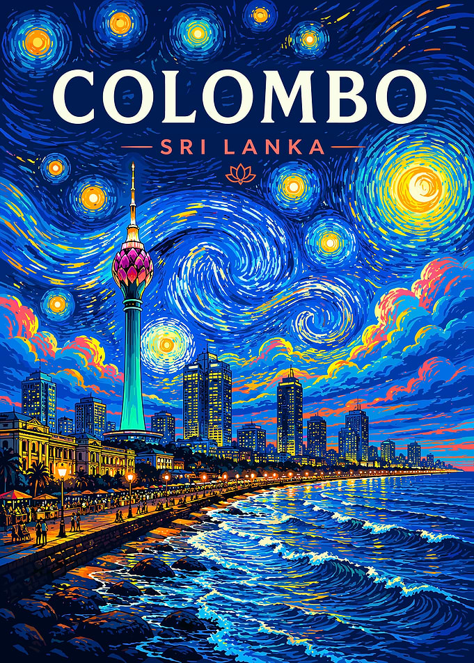 Starry Night Colombo Sri Lanka Poster