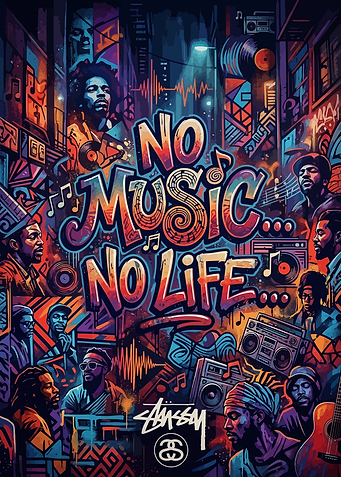 No Music No Life Graffiti Poster