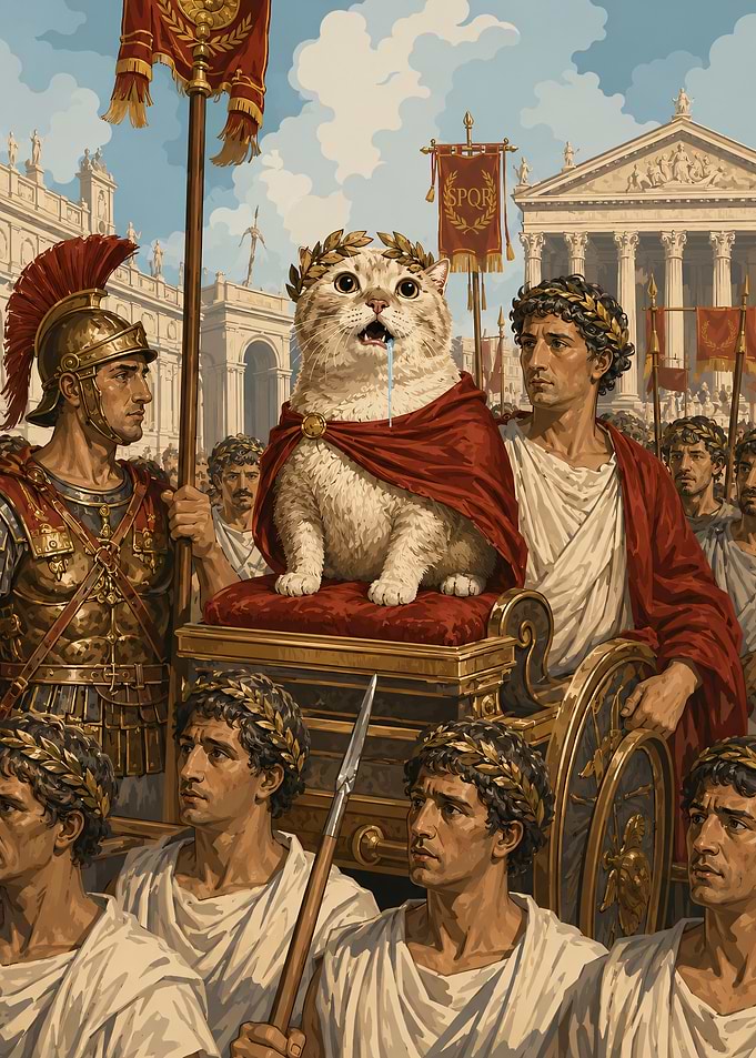 Roman Emperor Cat in Procession