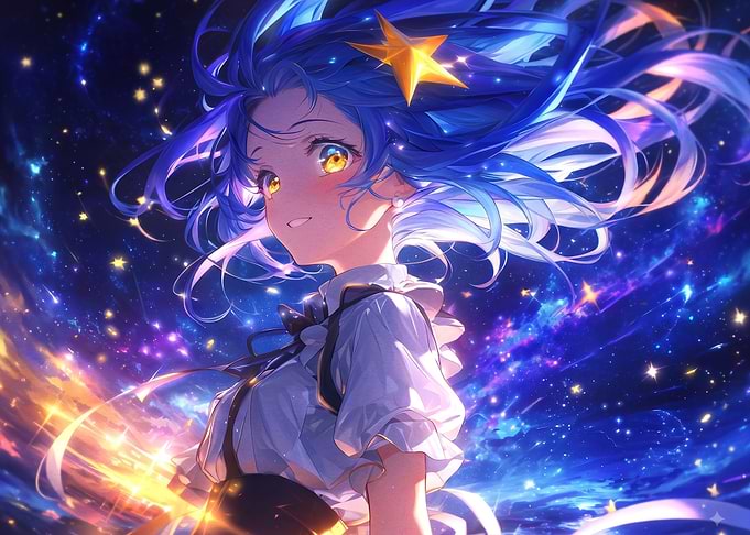 Anime Girl with Starry Hair