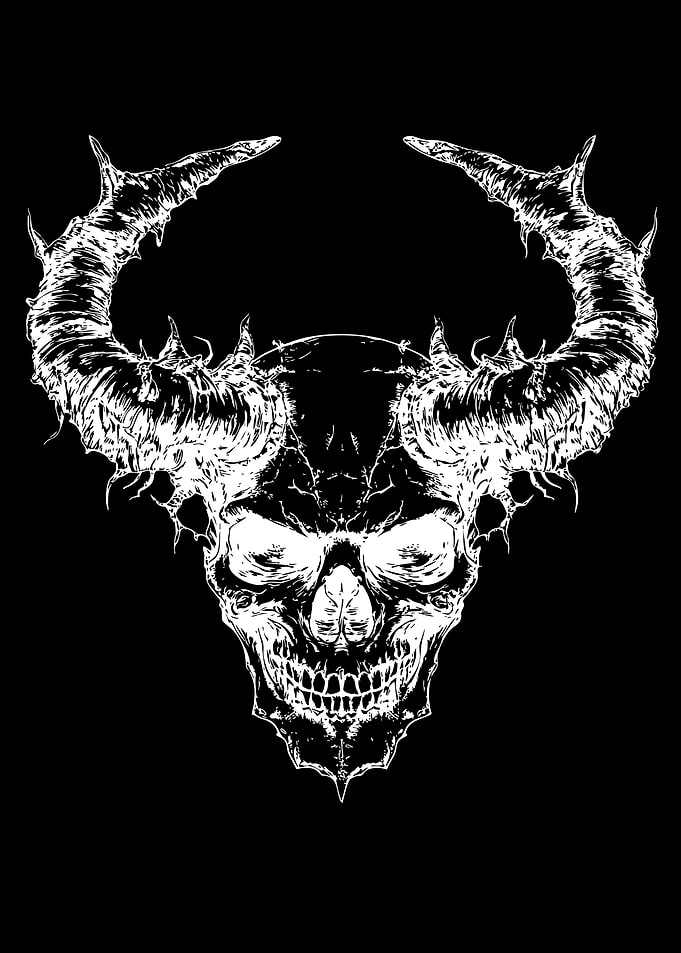 Horned Skull Dark Fantasy Illustration
