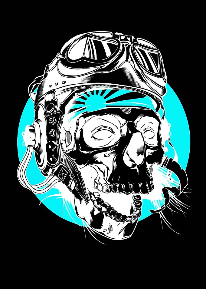 Skull Pilot with Rising Sun Emblem