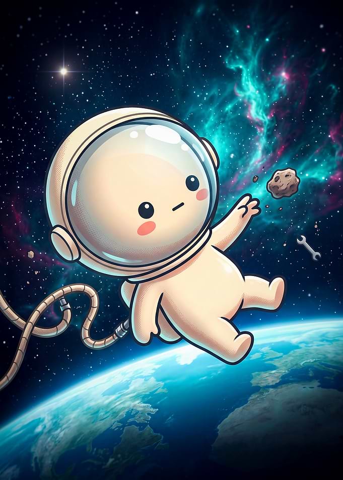 Cute Chibi Astronaut in Space