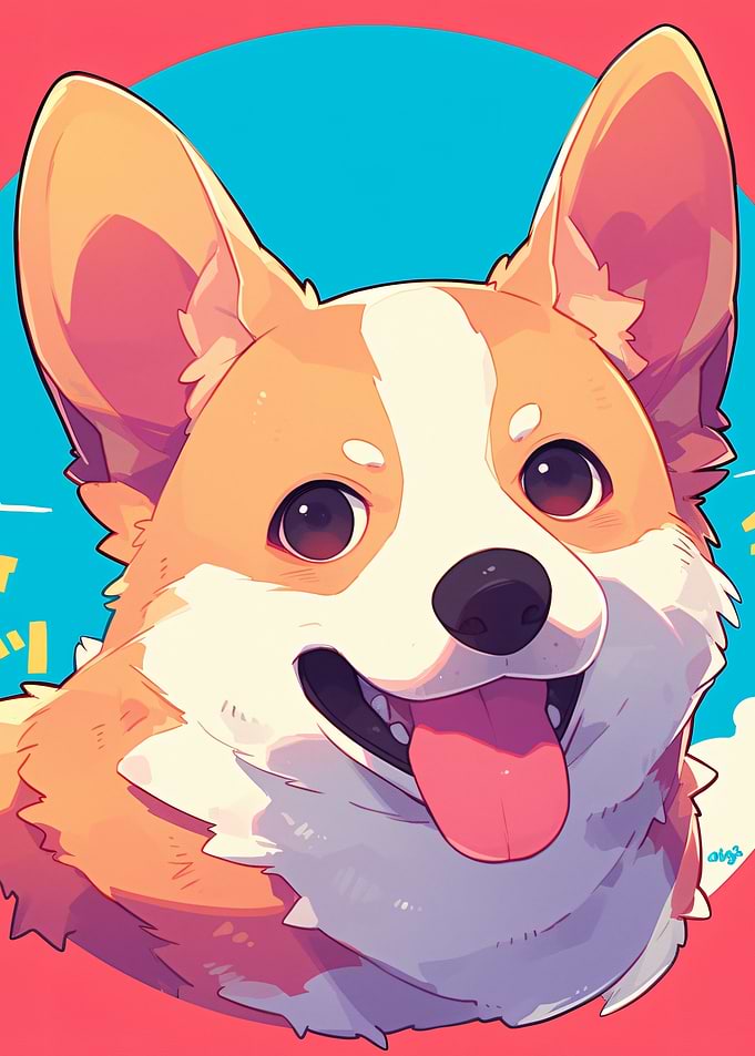 Cheerful Corgi Digital Illustration