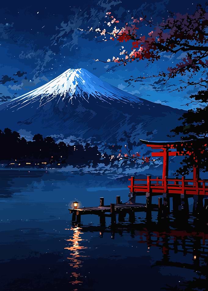 Mount Fuji Night Landscape