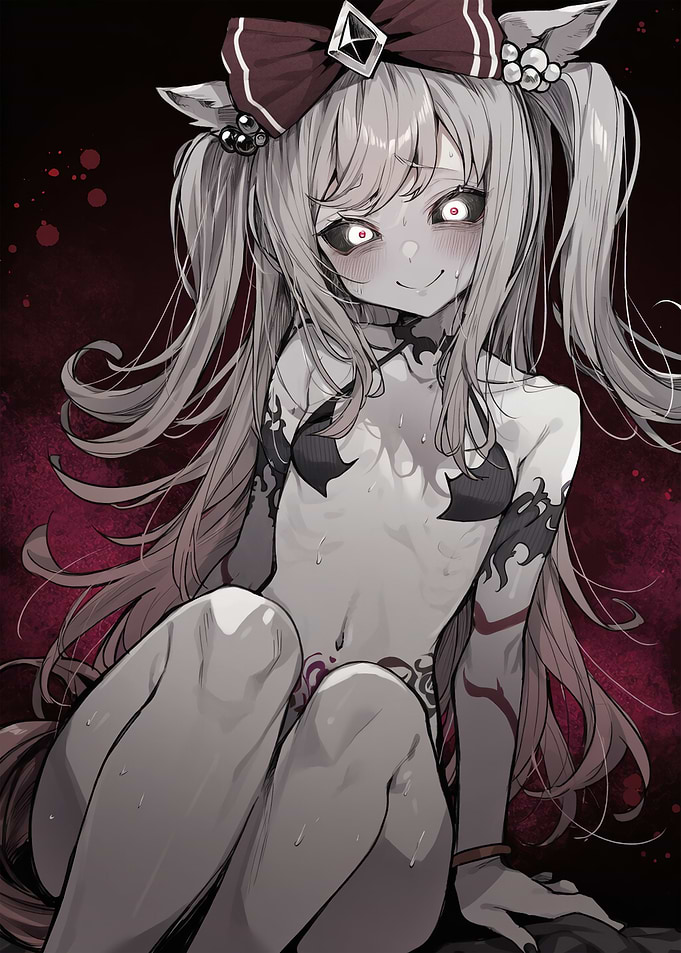 Dark Anime Girl with Glowing Eyes