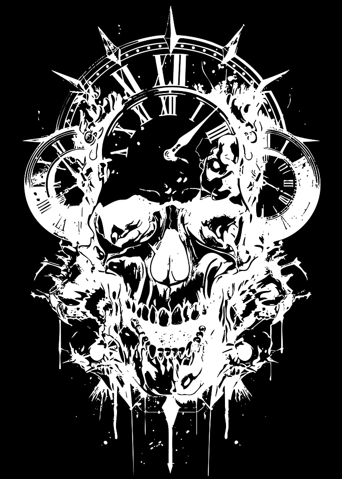 Gothic Skull and Clockwork Design