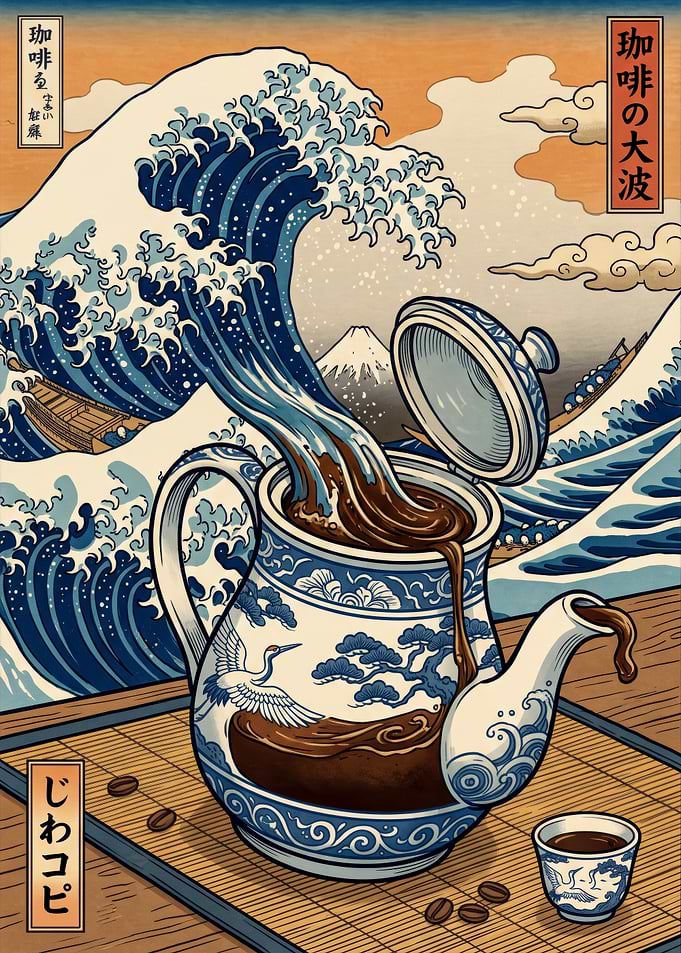 The Great Wave Coffee Pot Art