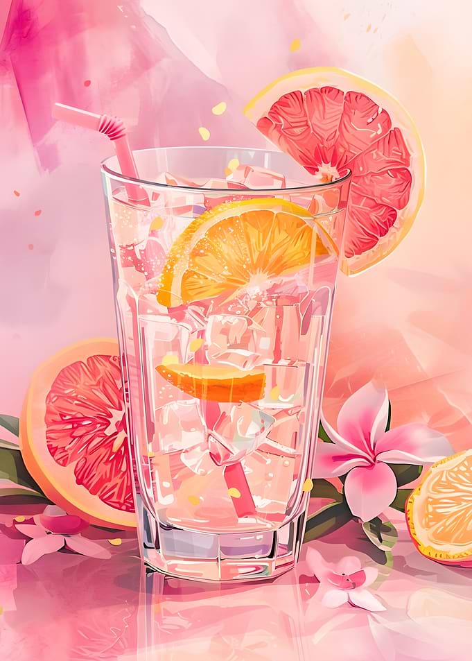 Refreshing Citrus Grapefruit Cocktail Illustration