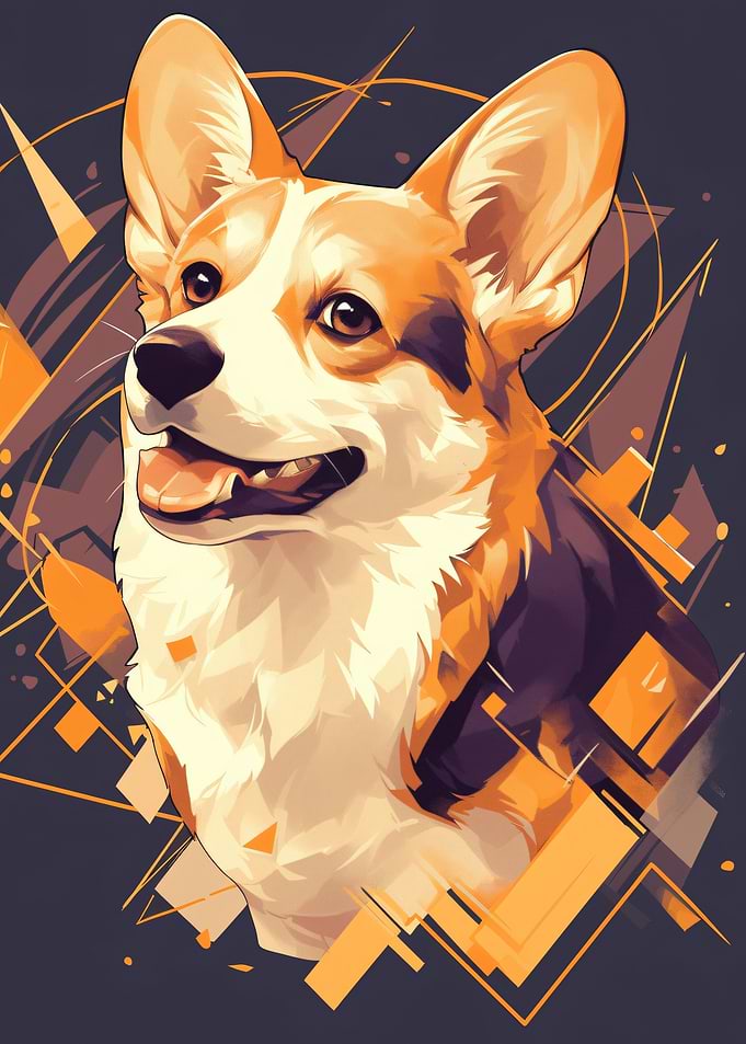 Abstract Geometric Corgi Portrait