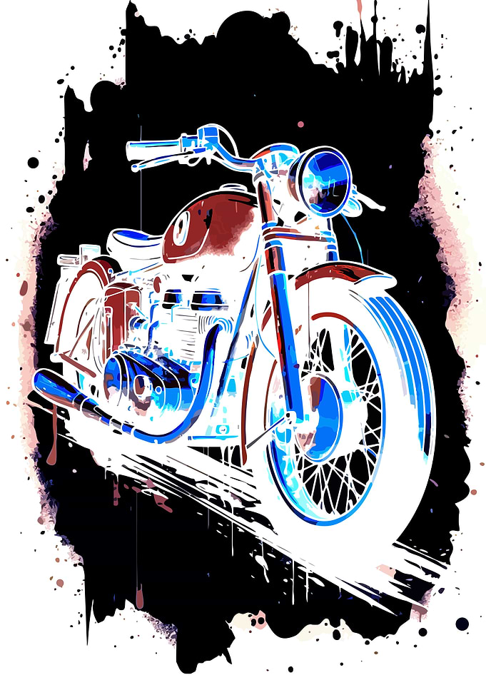 Abstract Watercolor Vintage Motorcycle Art