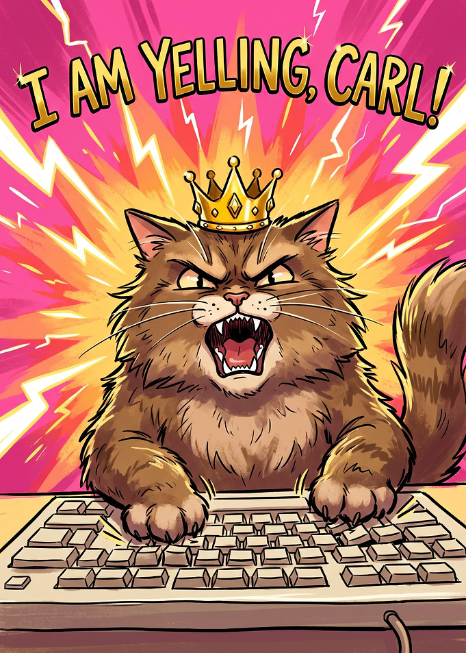 Angry Cat Yelling at Keyboard