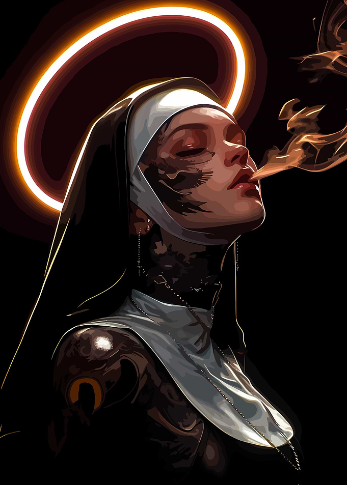 Smoking Nun with Glowing Halo
