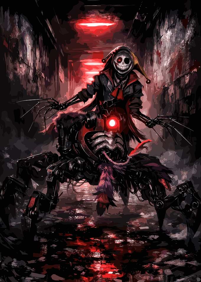 Dark Jester Cyborg Horror Illustration