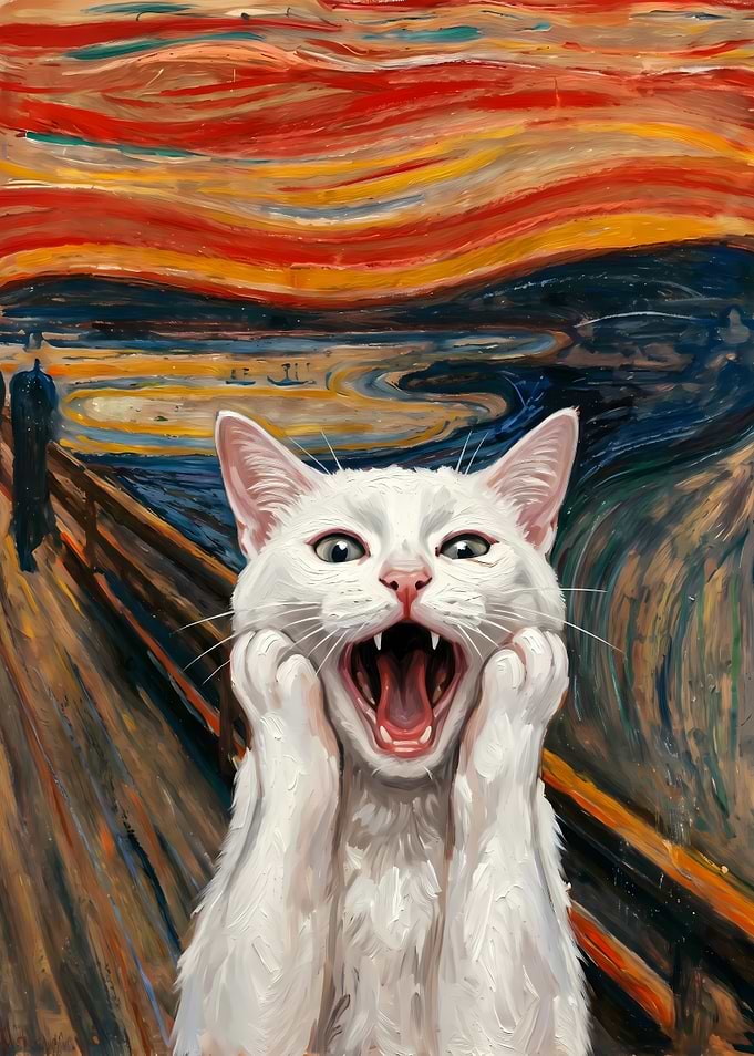 The Scream Cat Parody Painting
