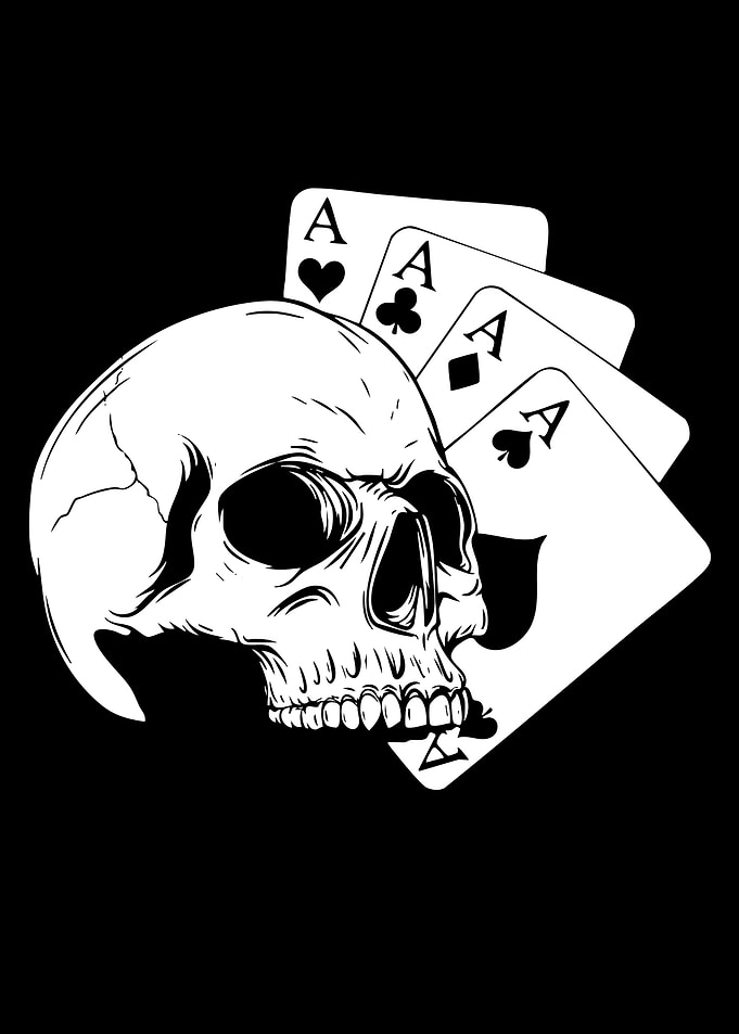 Skull and Four Aces Playing Cards