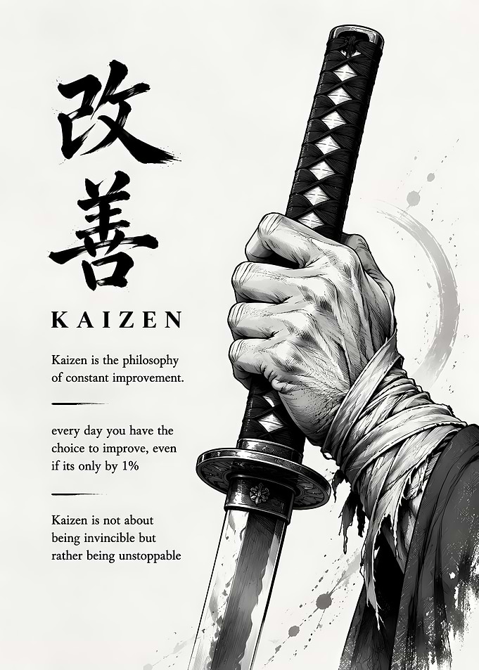 Kaizen Philosophy Samurai Sword Poster