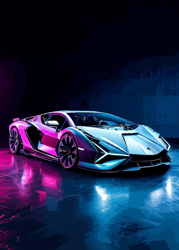 Neon Lamborghini Sian Supercar