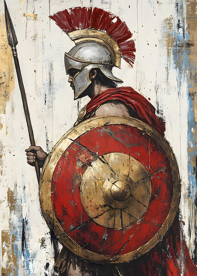 Spartan Warrior with Spear and Shield