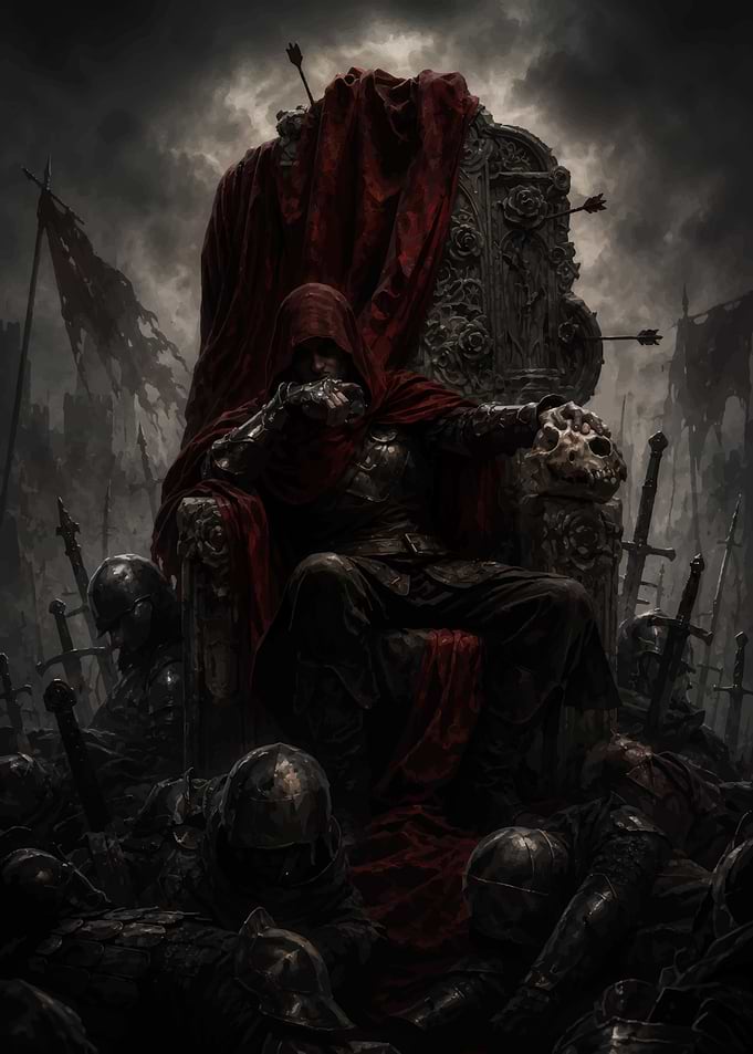 Dark Fantasy Warrior on Throne