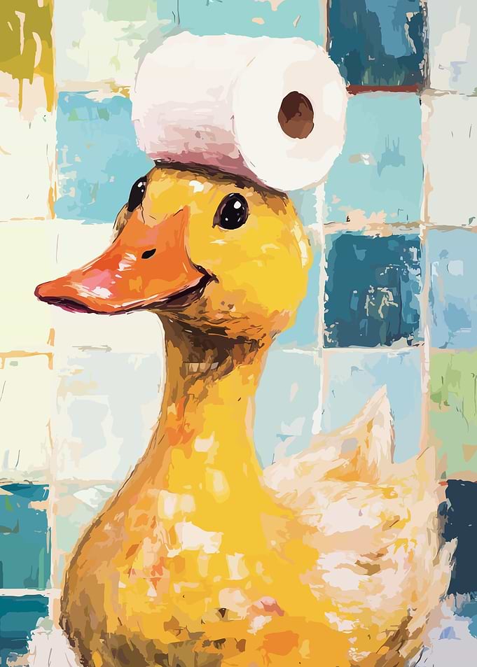 Funny Duck with Toilet Paper Hat