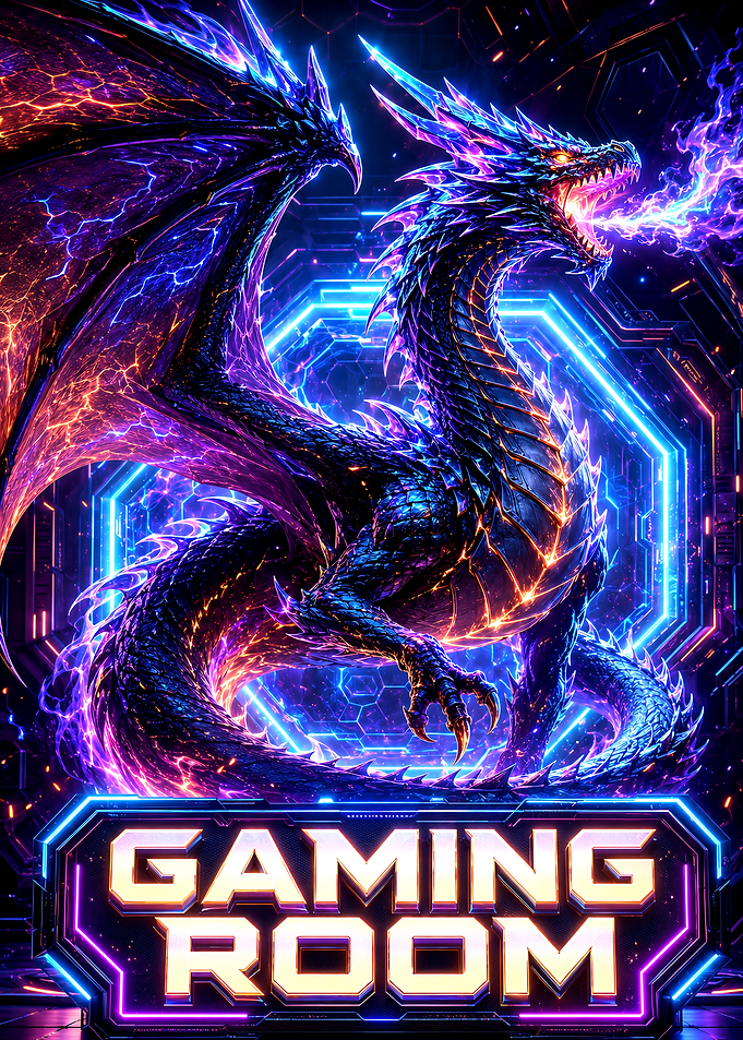 Neon Dragon Gaming Room Sign