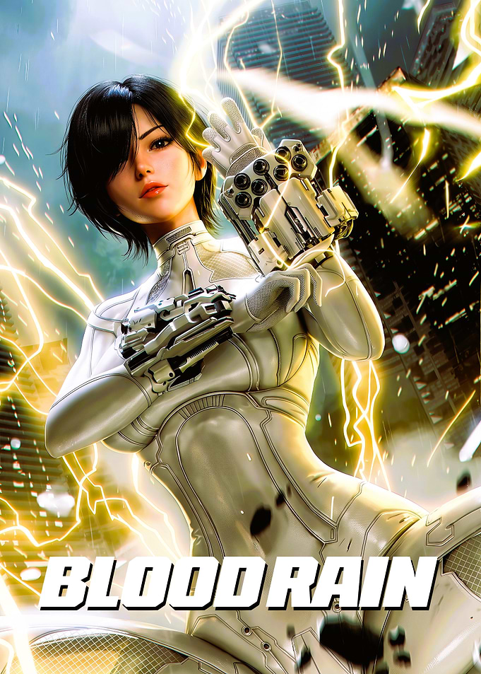 Cybernetic Warrior Blood Rain Poster