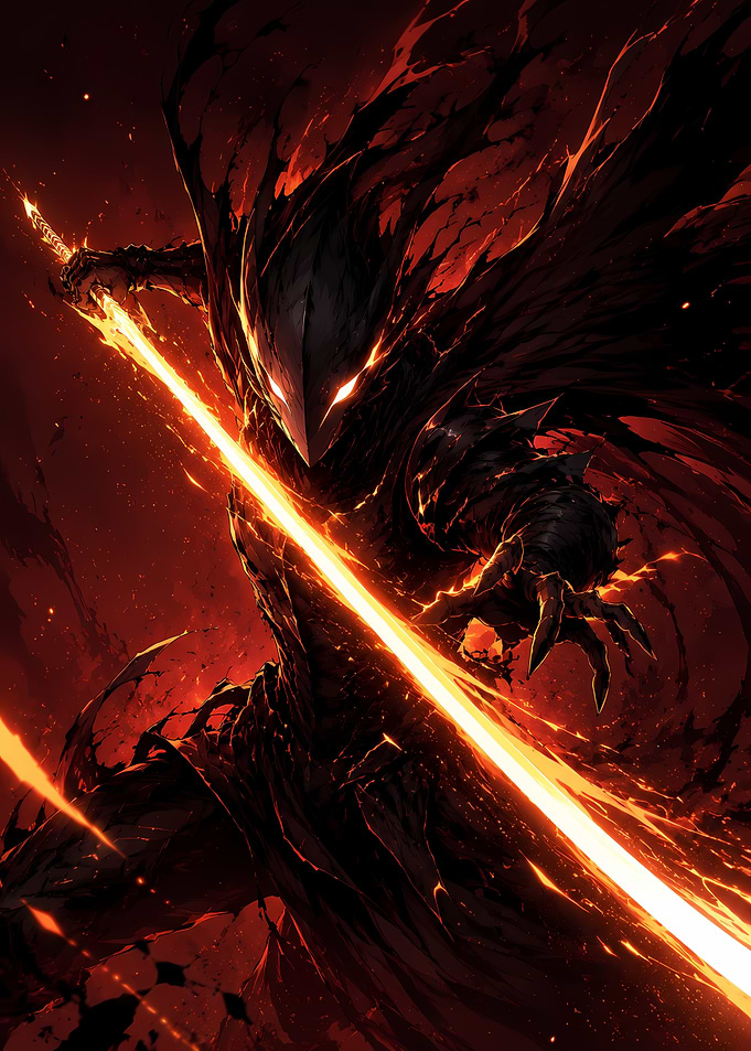 Dark Knight with Glowing Blade