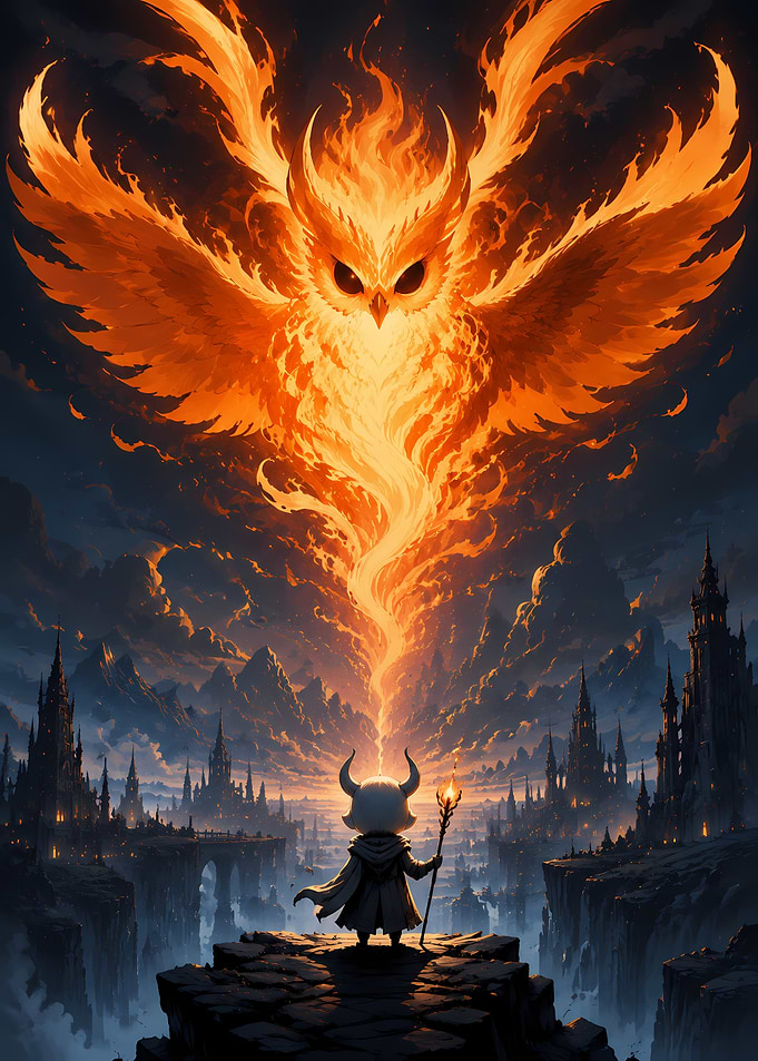 Small Horned Knight Summoning Fire Owl