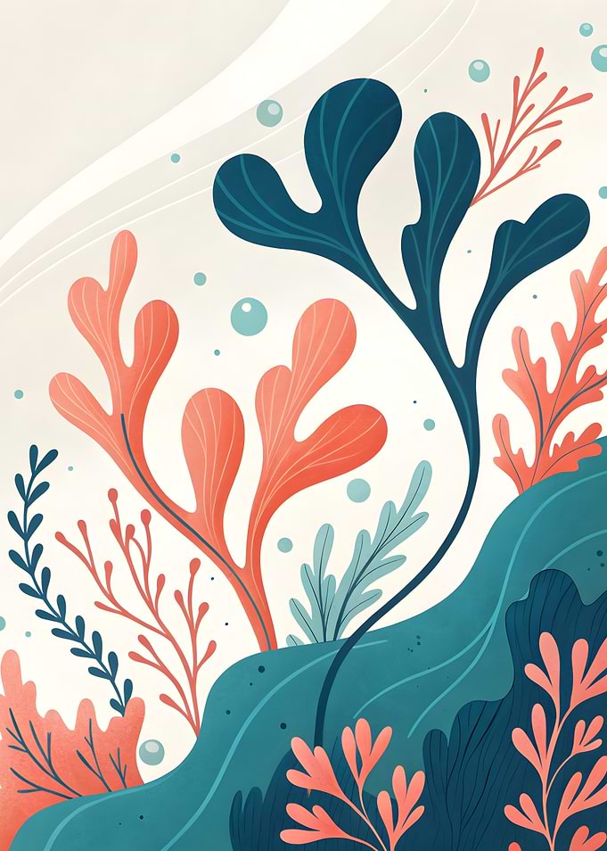 Abstract Underwater Coral Reef Illustration