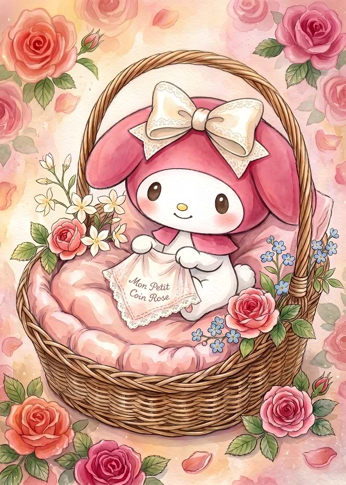 My Melody in a Rose Basket