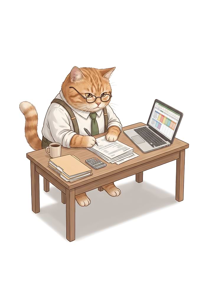 Hardworking Ginger Cat Accountant