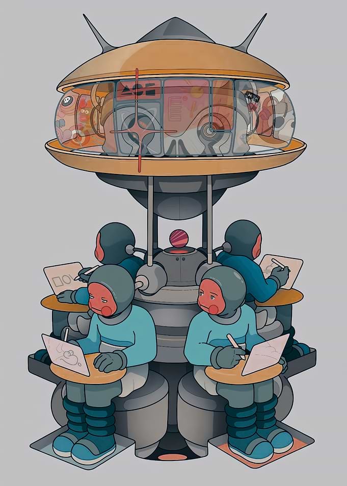 Futuristic Space Station Drawing Station