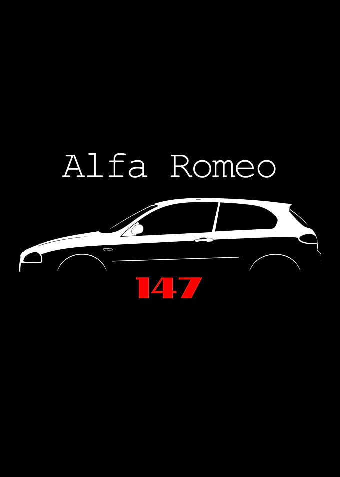 Alfa Romeo 147 Minimalist Car Silhouette