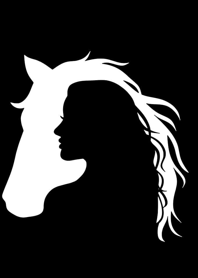Horse and Woman Silhouette Profile