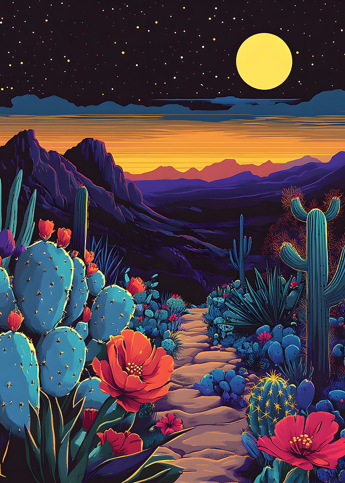 Vibrant Desert Night Landscape