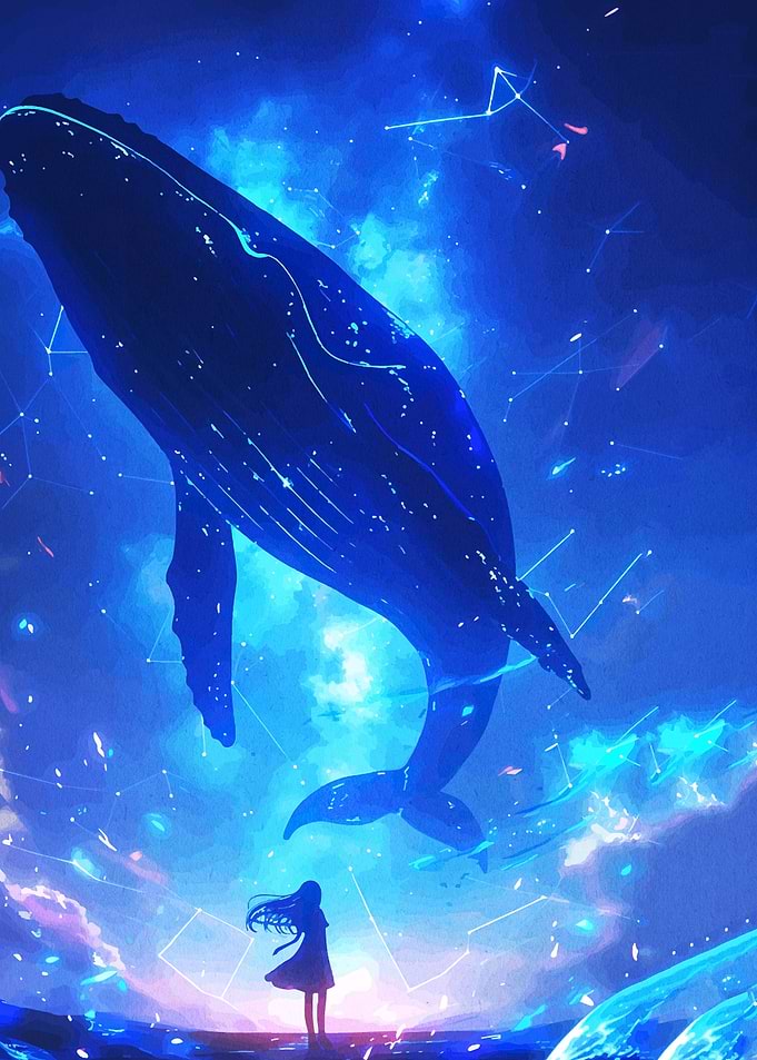 Girl Watching Cosmic Whale