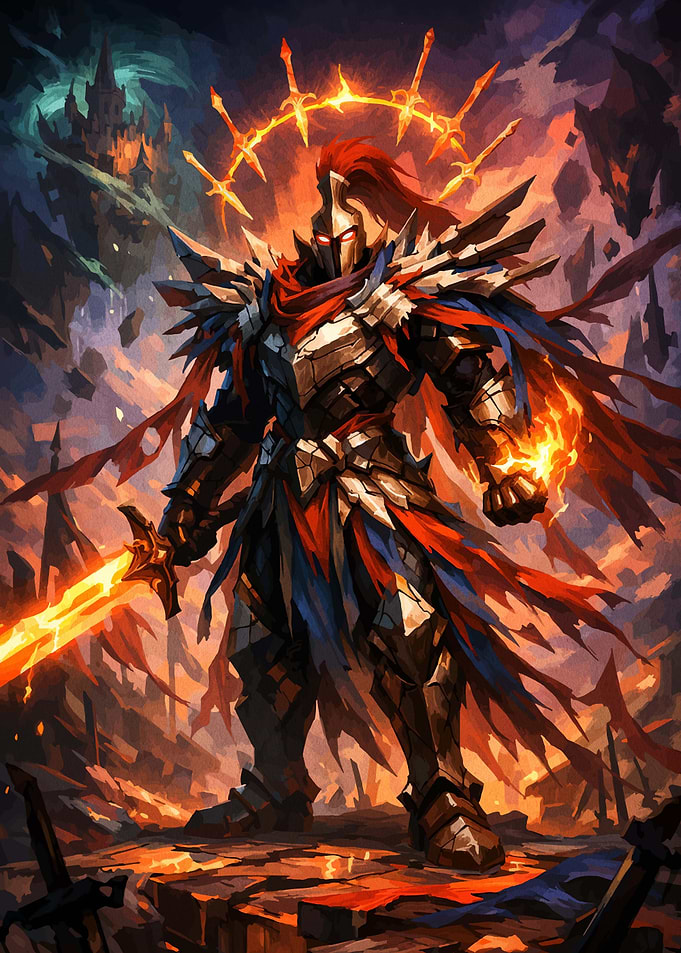 Fiery Armored Warrior Knight