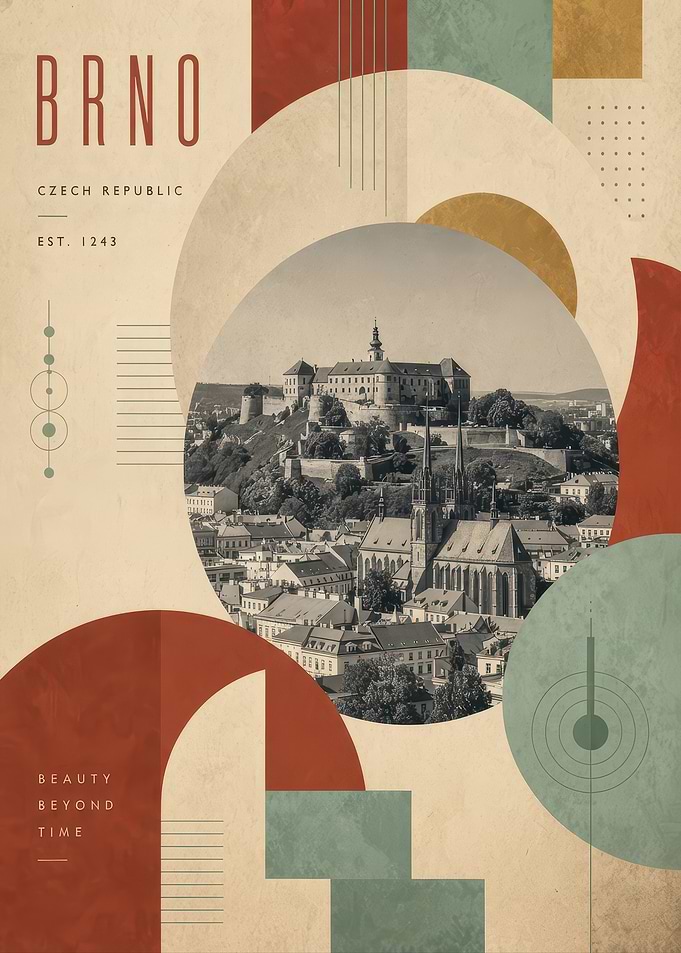 Brno Czech Republic Vintage Travel Poster