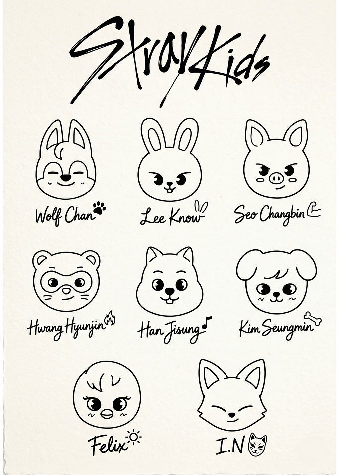 Stray Kids SKZOO Character Line Art
