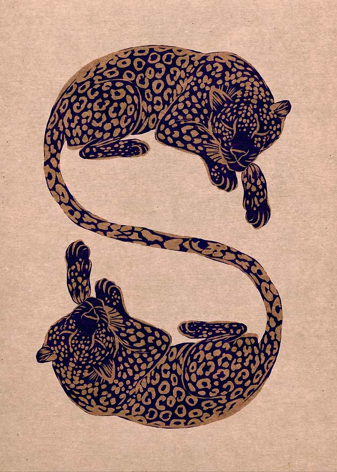 Two Leopards Forming an S Shape