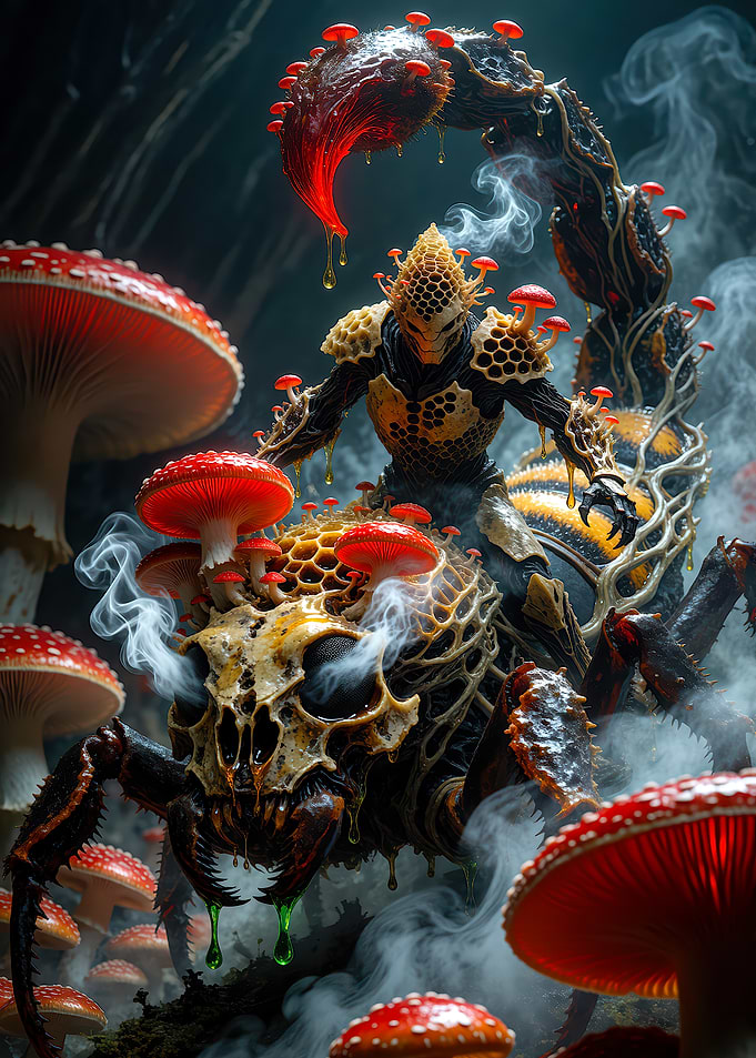 Fungal Scorpion Warrior in Dark Forest
