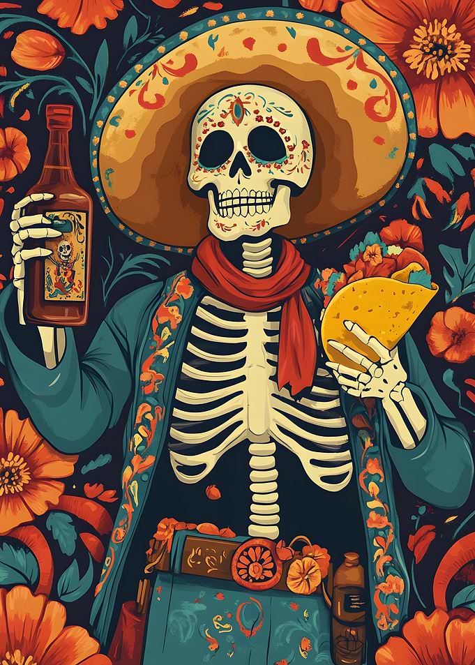 Dia de los Muertos Skeleton Illustration