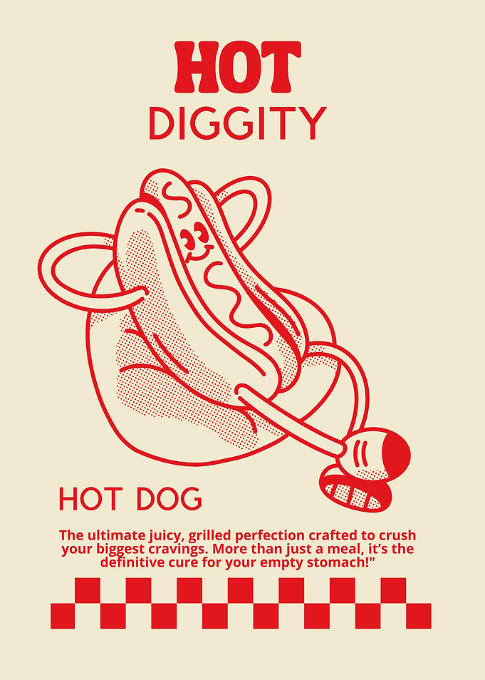Hot Diggity Hot Dog Retro Poster