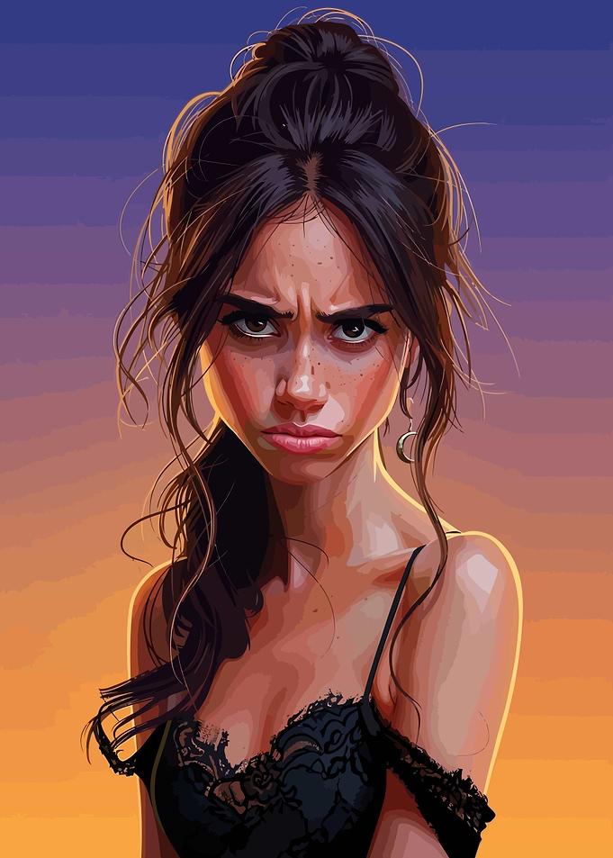 Portrait of a Moody Young Woman