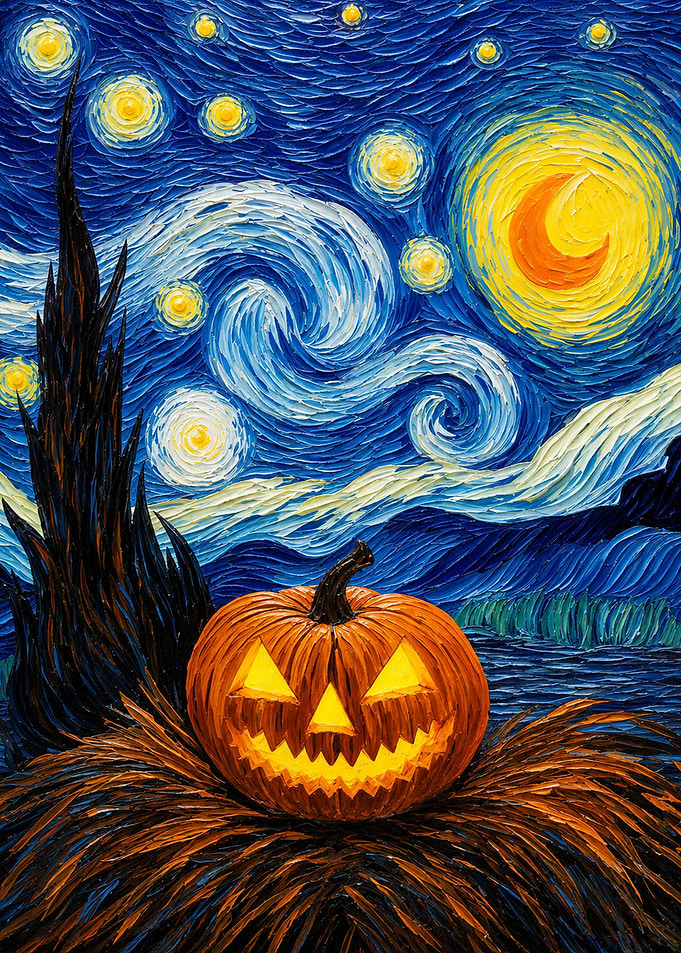 Starry Night Halloween Pumpkin Painting