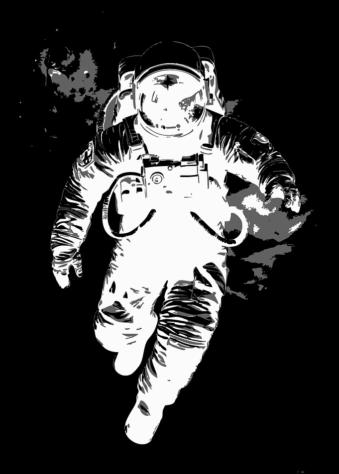 High Contrast Astronaut Floating in Space